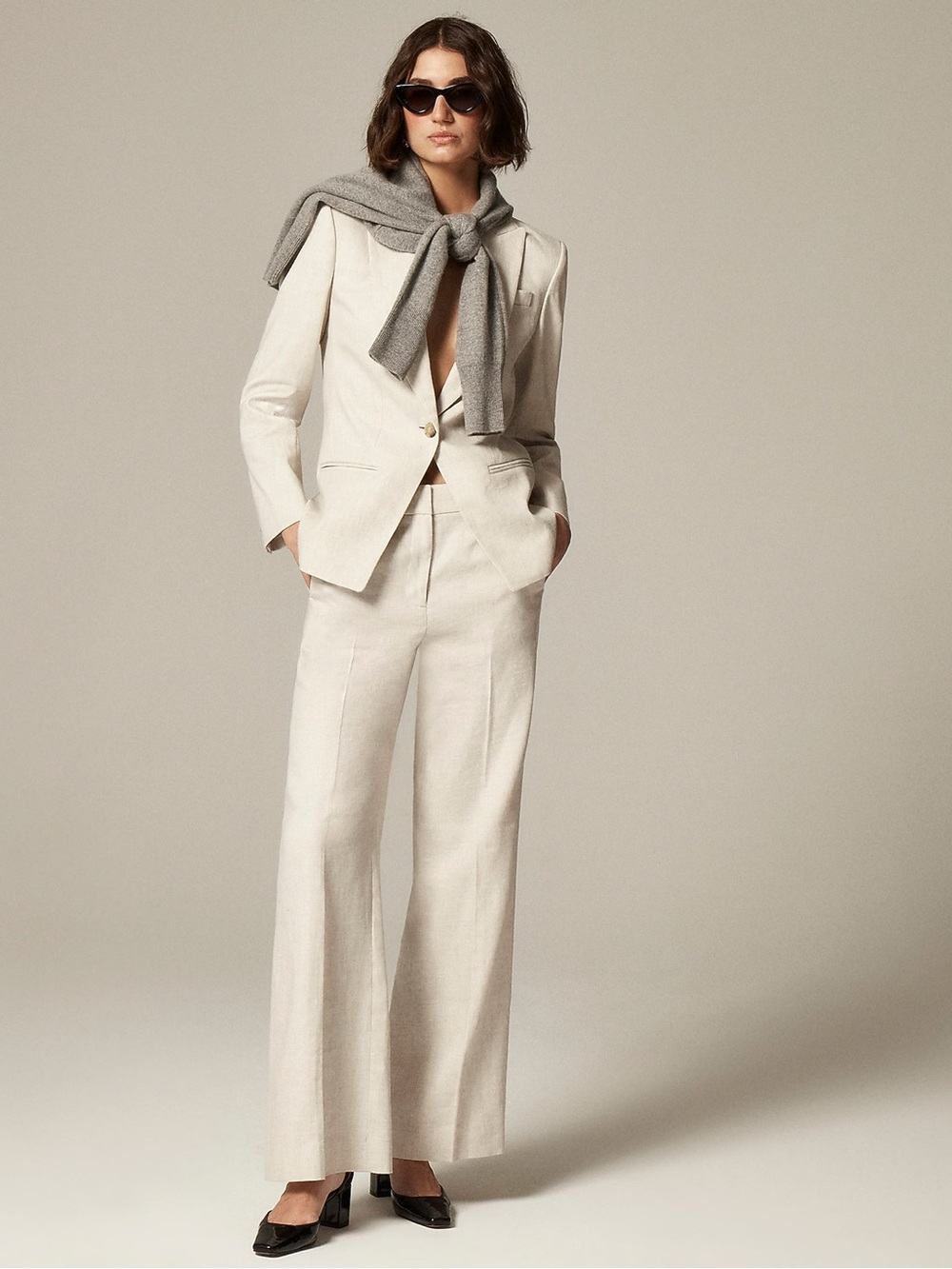 J. Crew Petite Carolina flare pant in stretch linen blend Size POO $168 BZ413